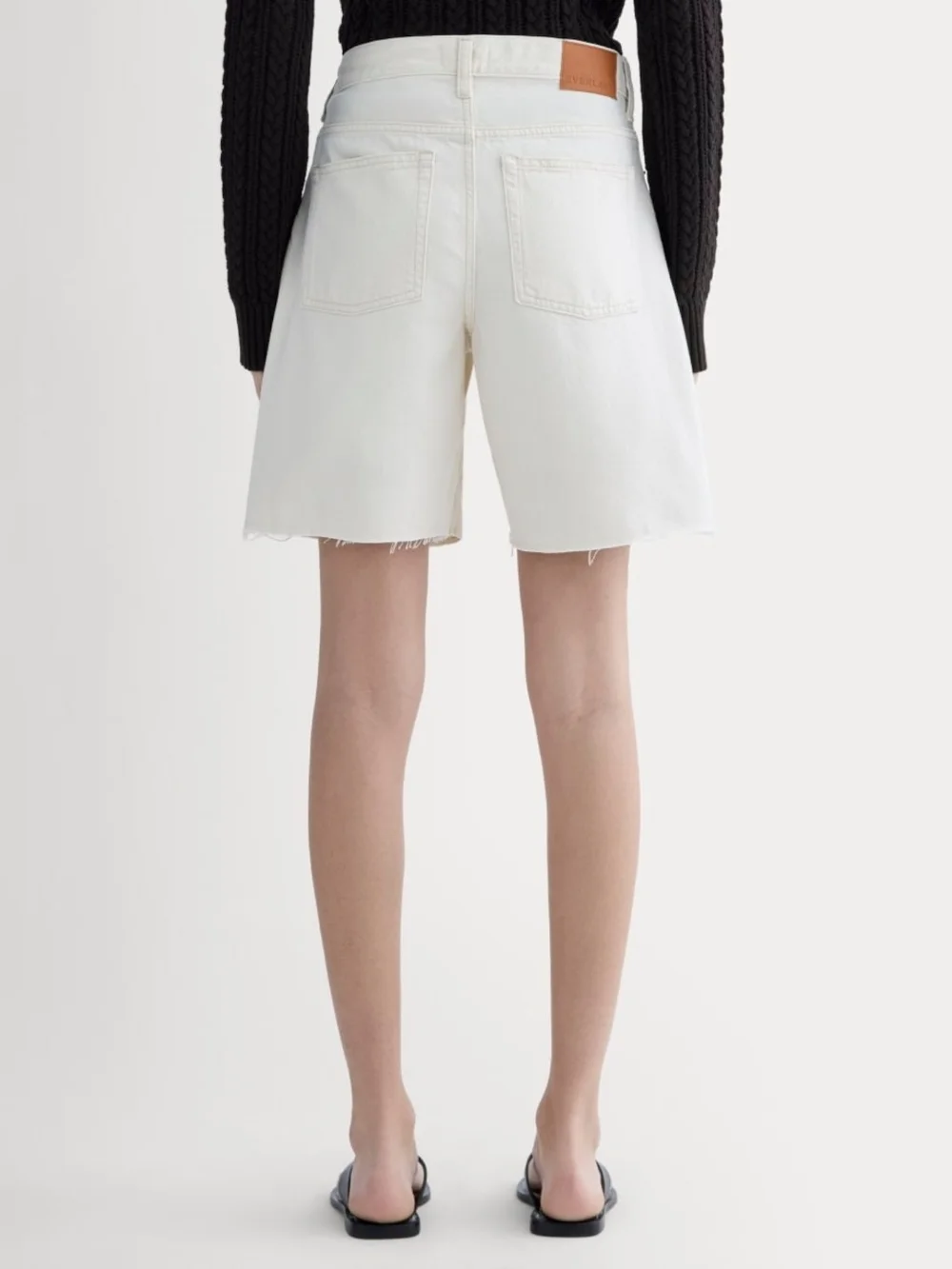 Everlane OG Baggy Jean Shorts 29 Ecru Raw Hem Organic Cotton Denim